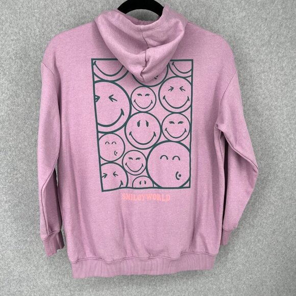 Smiley World x H&M Kids Oversized Graphic Full Zip Hoodie Size XL Purple Happy - Picture 1 of 16